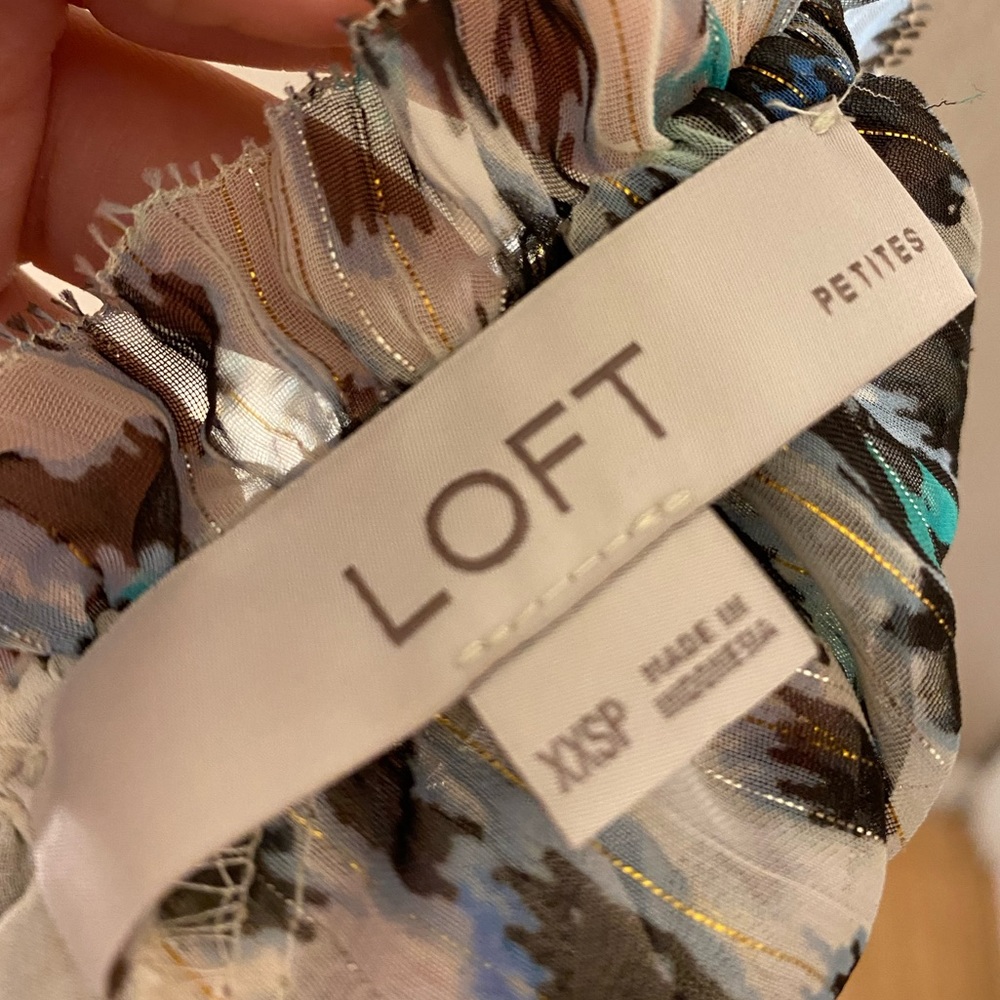 LOFT Shimmer Animal Print Ruffle Shell - Picture 4 of 5